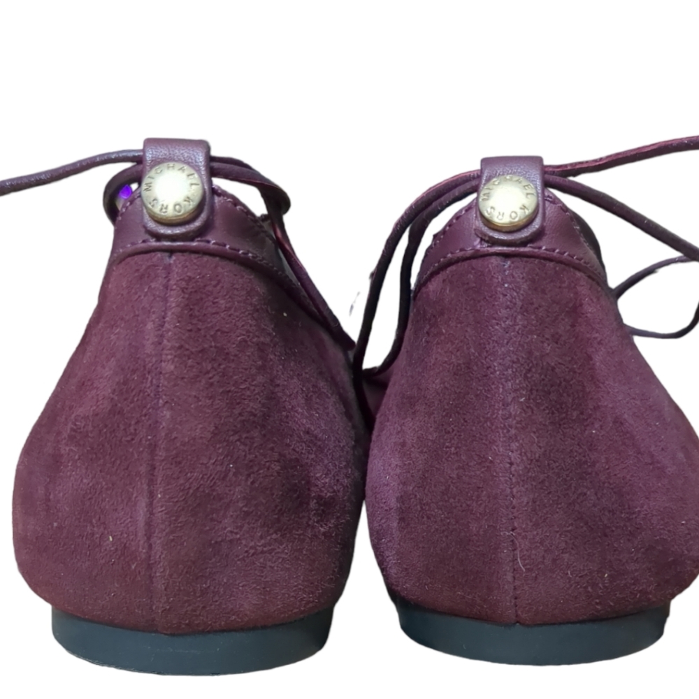 Michael Kors Lace Up Tabby Flats in Burgundy Suede Dark red size 8 - Picture 8 of 15